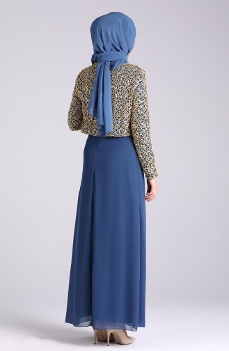 Indigo Hijab-Abendkleider 2943-01