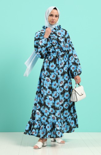 Patterned Dress 20023-01 Blue 20023-01