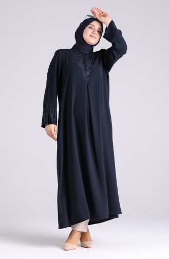 Dunkelblau Hijab Kleider 1090-03