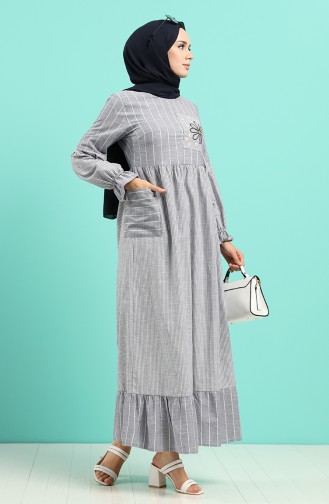 Schwarz Hijab Kleider 8071-04