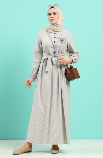 Gray Hijab Dress 8075-03