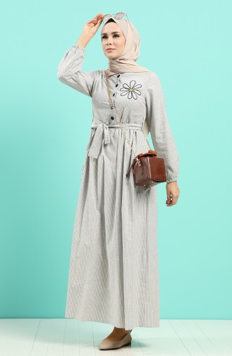 Gray Hijab Dress 8075-03