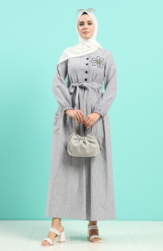 Dunkelblau Hijab Kleider 8075-04