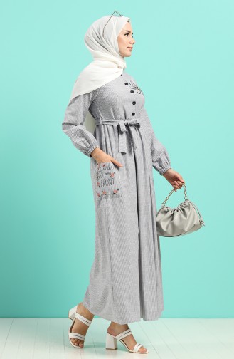 Dunkelblau Hijab Kleider 8075-04