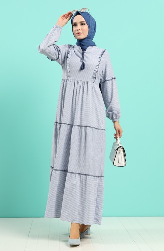 Blau Hijab Kleider 8098-04