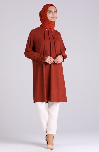 Düz Basic Tunik 0102-03 Kiremit