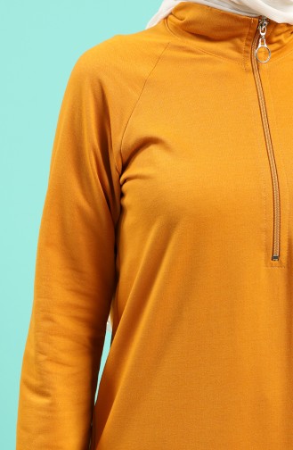 Fermuarlı Reglan Kol Tunik 3150-14 Sarı