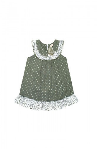 Girls Dress with Ruffle Detail 09790-02 Khaki 09790-02
