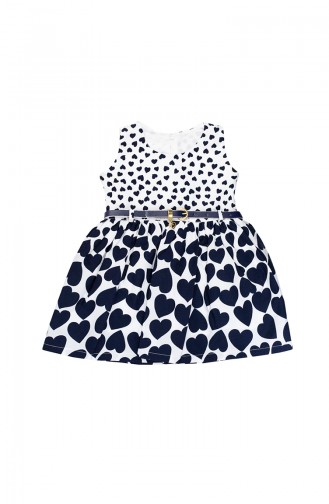 Girls Dress with Belt 09812-02 Navy Blue 09812-02