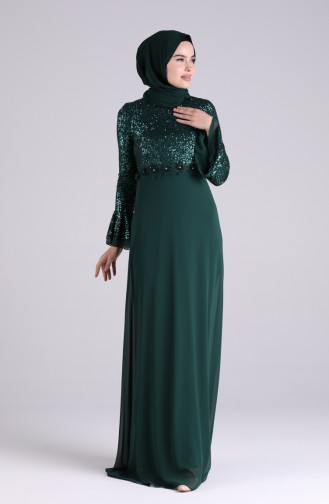 Sequined Evening Dress 5901-01 Emerald Green 5901-01