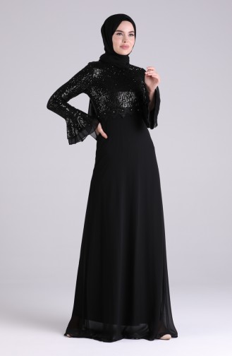 Sequined Evening Dress 5901-02 Black 5901-02