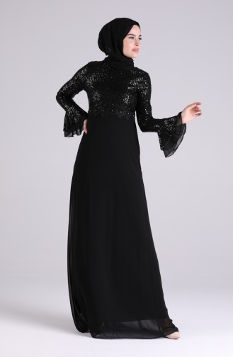 Sequined Evening Dress 5901-02 Black 5901-02