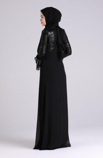 Sequined Evening Dress 5901-02 Black 5901-02