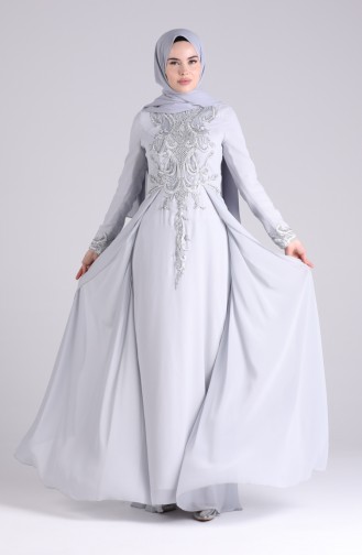 Grau Hijab-Abendkleider 9211-02