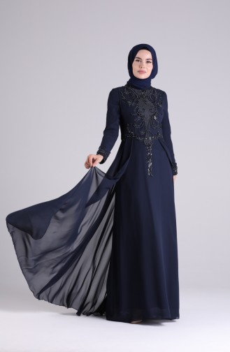 Dunkelblau Hijab-Abendkleider 9211-03