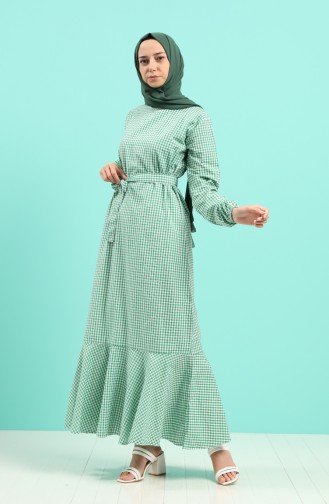 Grün Hijab Kleider 4624-04