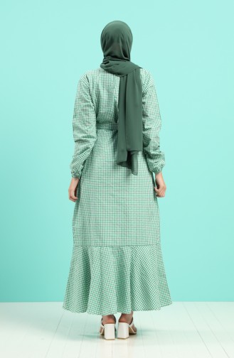 Grün Hijab Kleider 4624-04