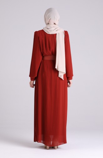 Ziegelrot Hijab Kleider 7686-02