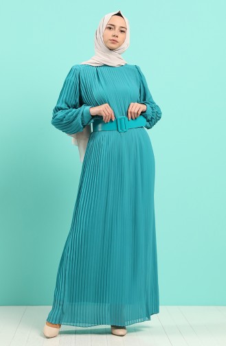 Turquoise Hijab Dress 7686-04