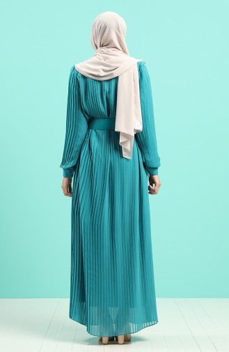 Türkis Hijab Kleider 7686-04