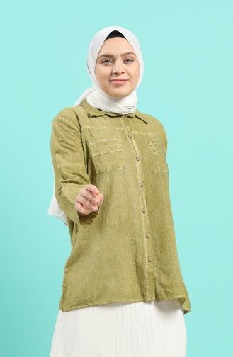 Khaki Overhemdblouse 4007-07