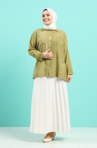 Khaki Overhemdblouse 4007-07