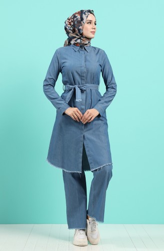Belted Denim Tunic Pants Double Suit 2026-01 Denim Blue 2026-01