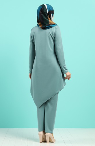 Button Detailed Tunic Trousers Double Suit 2020-01 Sea Green 2020-01