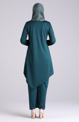 Button Detailed Tunic Pants Double Suit 2020-03 Petrol 2020-03