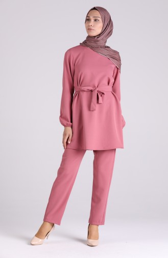 Belted Tunic Trousers Double Suit 30391-03 Dried Rose 30391-03