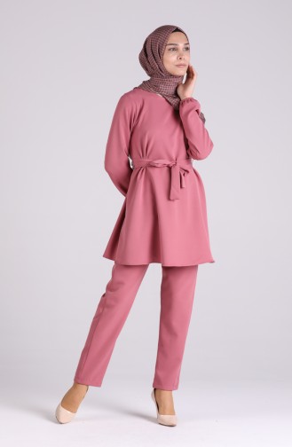 Belted Tunic Trousers Double Suit 30391-03 Dried Rose 30391-03