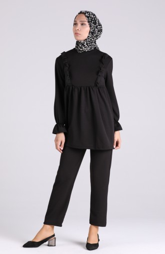 Ruffled Tunic Trousers Double Suit 3061-01 Black 3061-01