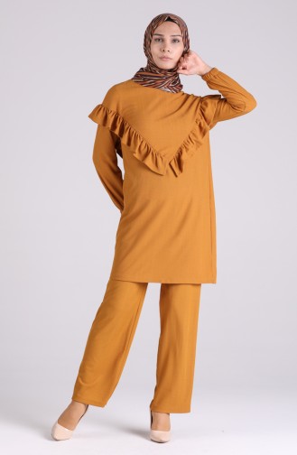 Frilly Tunic Trousers Double Suit 4402-01 Mustard 4402-01