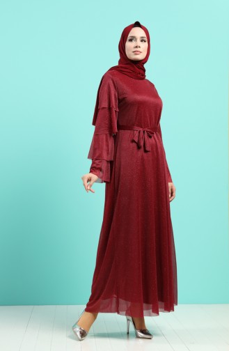 Weinrot Hijab-Abendkleider 2037-01