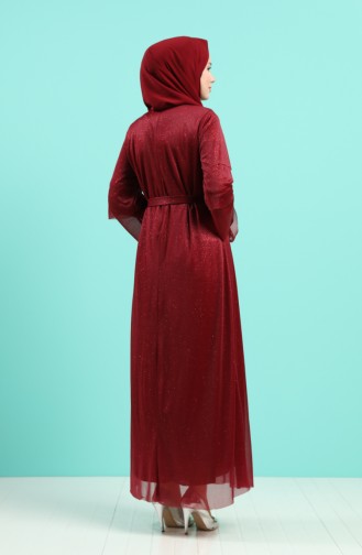 Weinrot Hijab-Abendkleider 2037-01