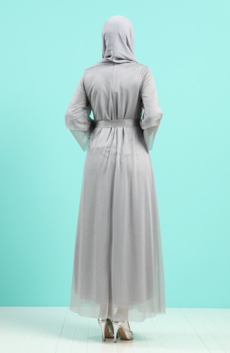 Grau Hijab-Abendkleider 2037-03