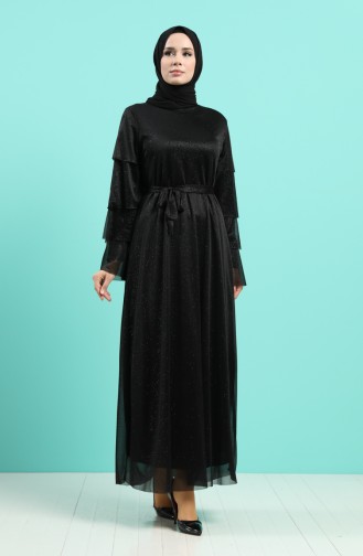 Schwarz Hijab-Abendkleider 2037-04