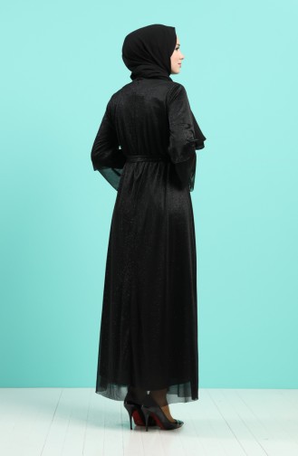 Schwarz Hijab-Abendkleider 2037-04