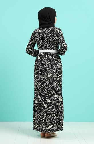 Belted Patterned Dress 0378-02 Black 0378-02