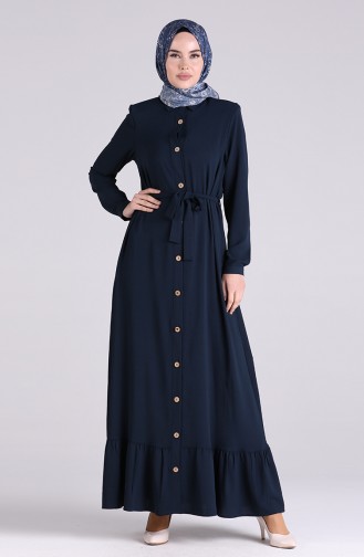 Navy Blue İslamitische Jurk 5946-01