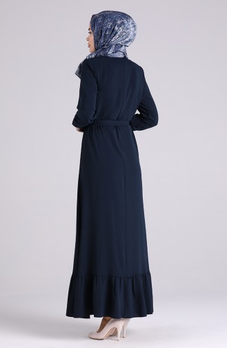 Aerobin Fabric Buttoned Dress 5946-01 Navy Blue 5946-01