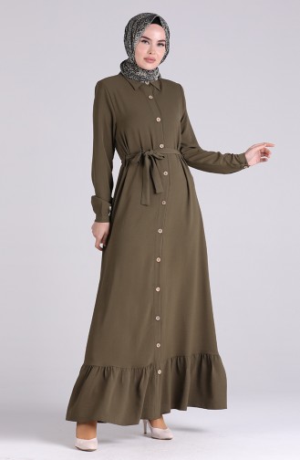 Khaki Hijab Kleider 5946-02