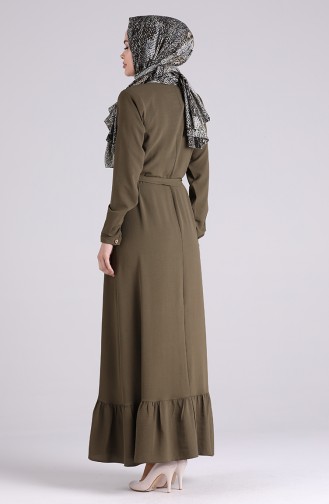 Aerobin Fabric Full Length Buttoned Dress 5946-02 Khaki 5946-02