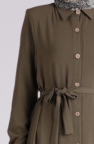 Aerobin Fabric Full Length Buttoned Dress 5946-02 Khaki 5946-02