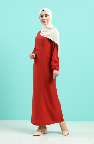 Brick Red Hijab Dress 4006-02