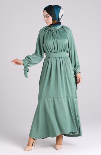 Unreife Mandelgrün Hijab Kleider 1050-05