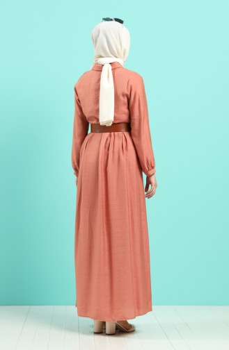 Ziegelrot Hijab Kleider 8094-01