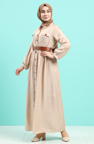 Beige Hijab Dress 8094-03