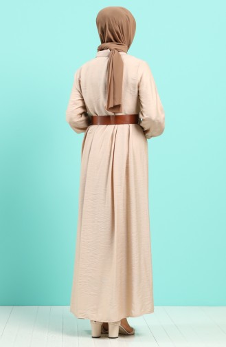 Beige Hijab Dress 8094-03