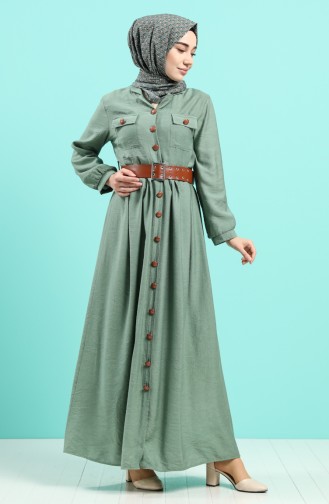 Unreife Mandelgrün Hijab Kleider 8094-04